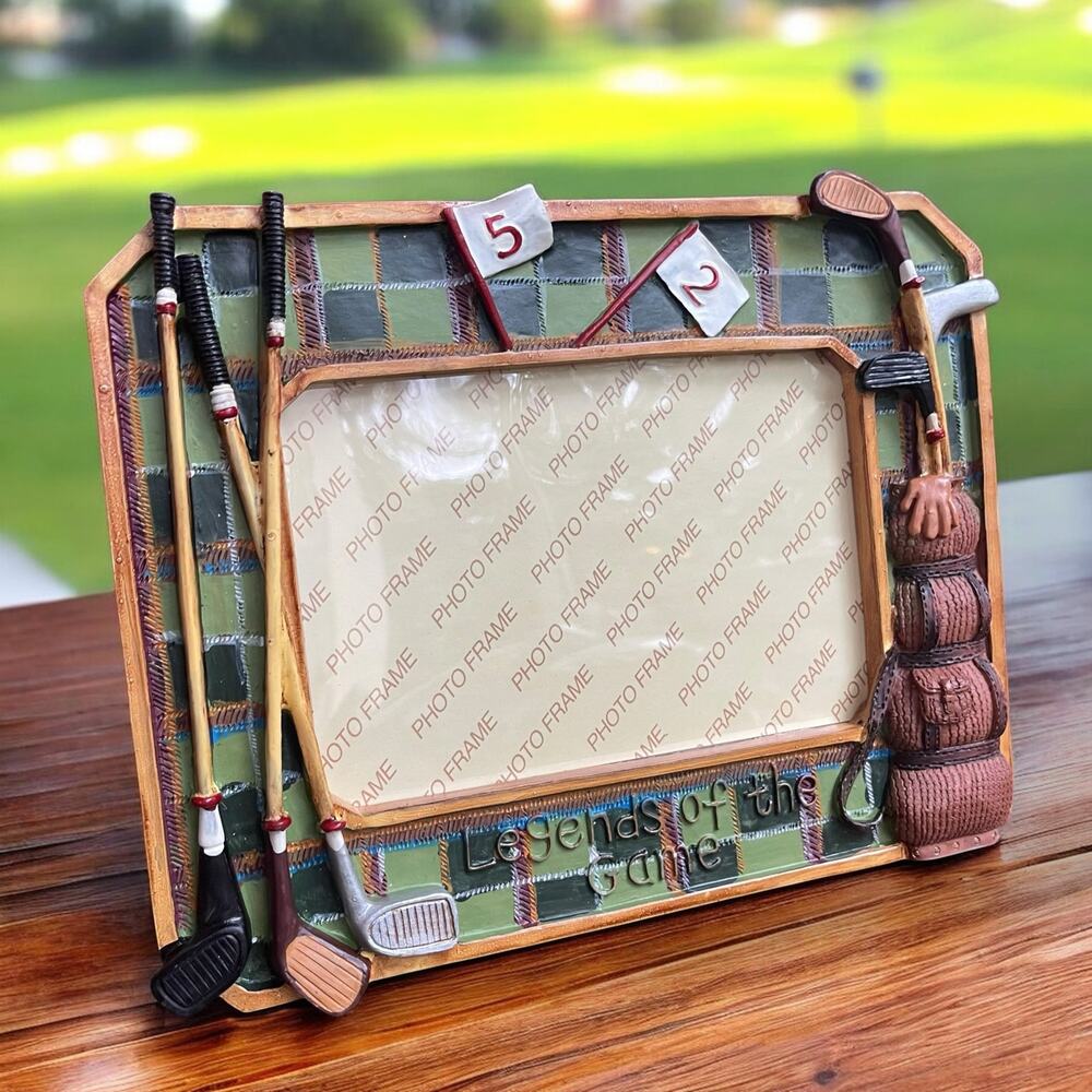 Vintage 3-D Golf Photo Frame Legends Of The Game Dad Friends Golfers Tabletop
